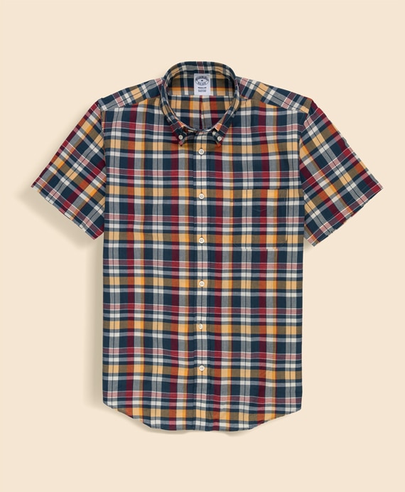 コットン　マドラスチェック　ショートスリーブ　スポーツシャツ　Regular Fit