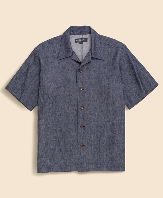 リネン／ウール　キャンプシャツ