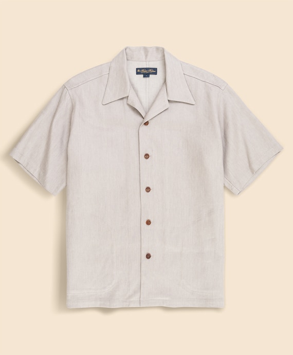 リネン／ウール　キャンプシャツ