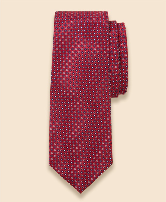 シルク　マイクロフラワーモチーフ　ジャカードタイ