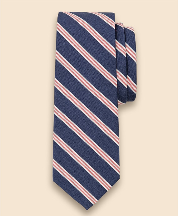 シルク／コットン　サテン　BB#1ミニストライプ　レップタイ