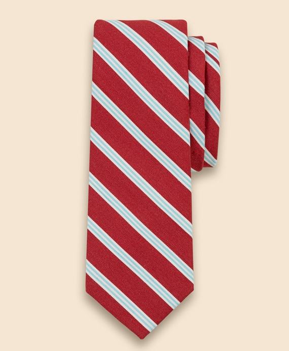 シルク／コットン　サテン　BB#1ミニストライプ　レップタイ