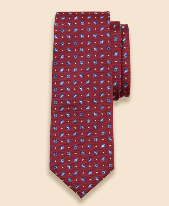 シルク　フラワー×ドットモチーフ　ジャカードタイ