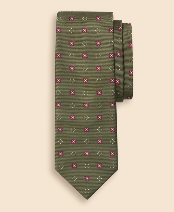 シルク　サークル×フラワー　ジャカードタイ