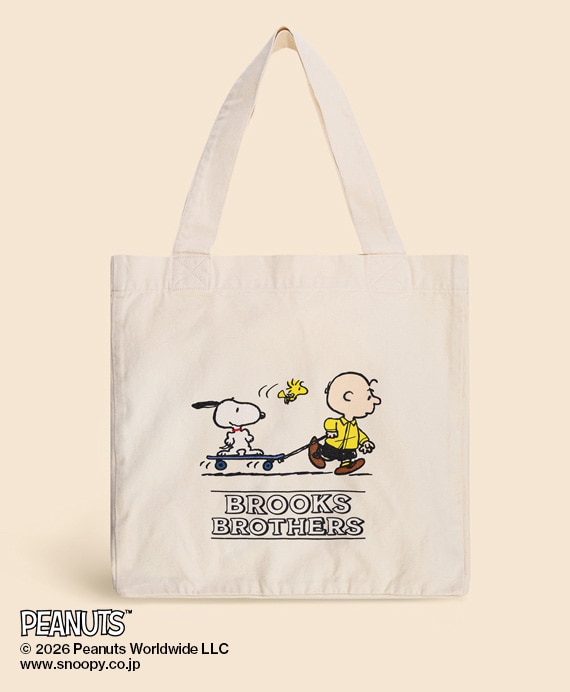 Brooks Brothers × PEANUTS　コットンキャンバス　スヌーピー＆チャーリー・ブラウンプリント　トートバッグ