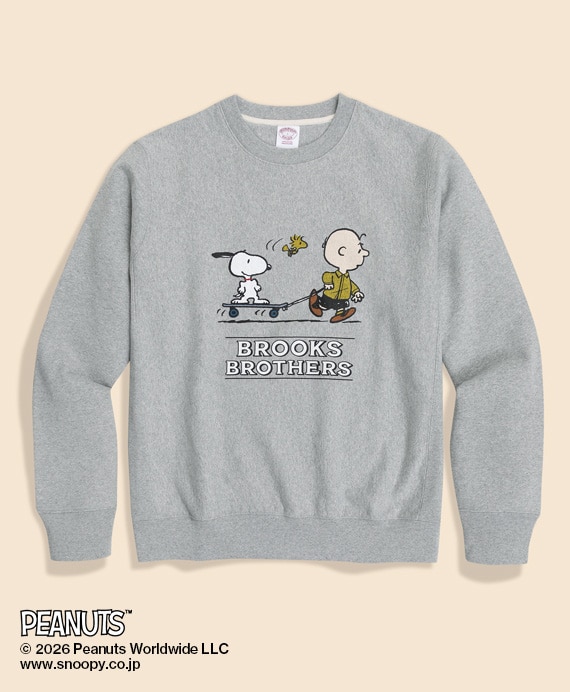 Brooks Brothers × PEANUTS　コットンフレンチテリー　スヌーピー＆チャーリー・ブラウンプリント　スウェットシャツ
