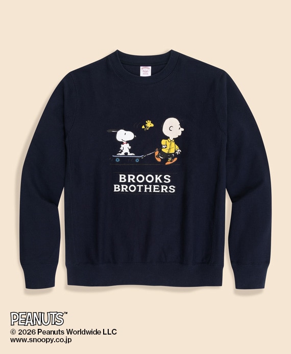 Brooks Brothers × PEANUTS　コットンフレンチテリー　スヌーピー＆チャーリー・ブラウンプリント　スウェットシャツ