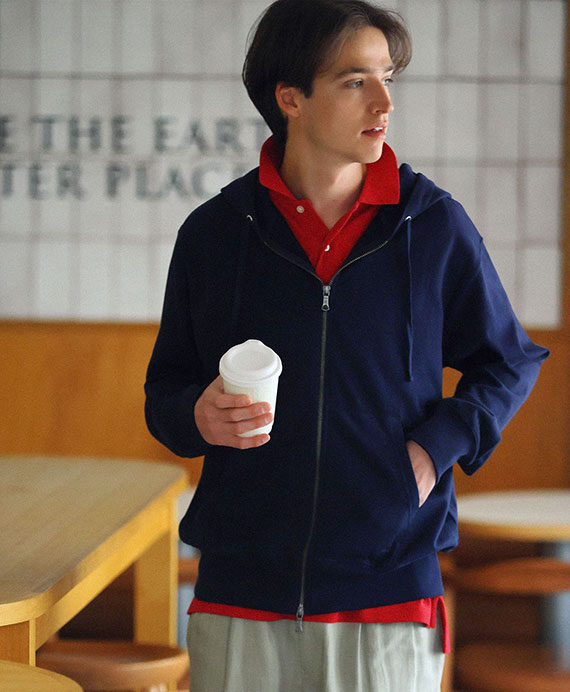 ◆オンラインストア限定◆ スーピマコットン　ダブルジップフーディー