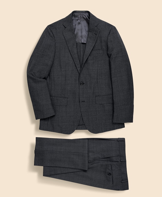 ウールサキソニー　グレンプラッド　シングル2釦アンコンスーツ　Classic　Made by RING JACKET