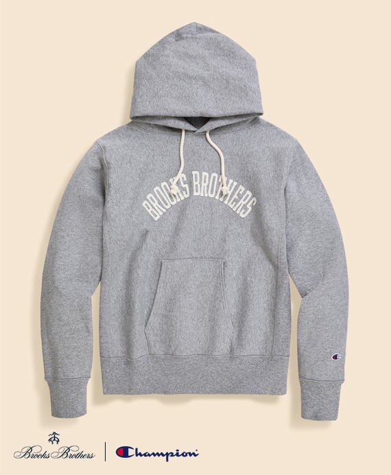 Brooks Brothers×Champion　USAコットン　フェルトパッチロゴ　フーデッド　スウェットシャツ　Made in USA