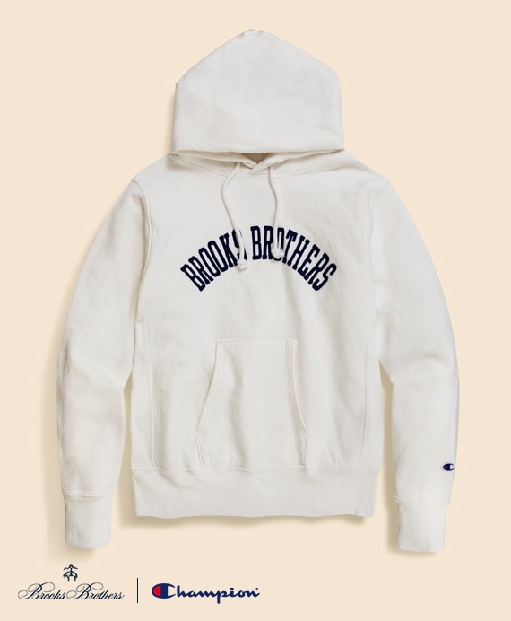 Brooks Brothers×Champion　USAコットン　フェルトパッチロゴ　フーデッド　スウェットシャツ　Made in USA