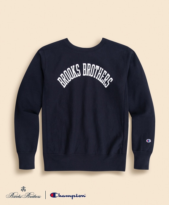 Brooks Brothers×Champion　USAコットン　ラバープリントロゴ　スウェットシャツ　Made in USA