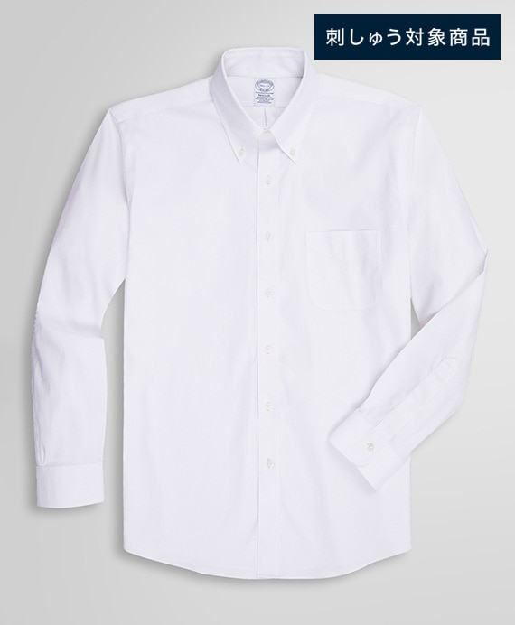 【刺しゅう対象メンズドレスシャツ】　ノンアイロン　スーピマコットンストレッチ　ピンポイントオックスフォード　ドレスシャツ　Regular Fit