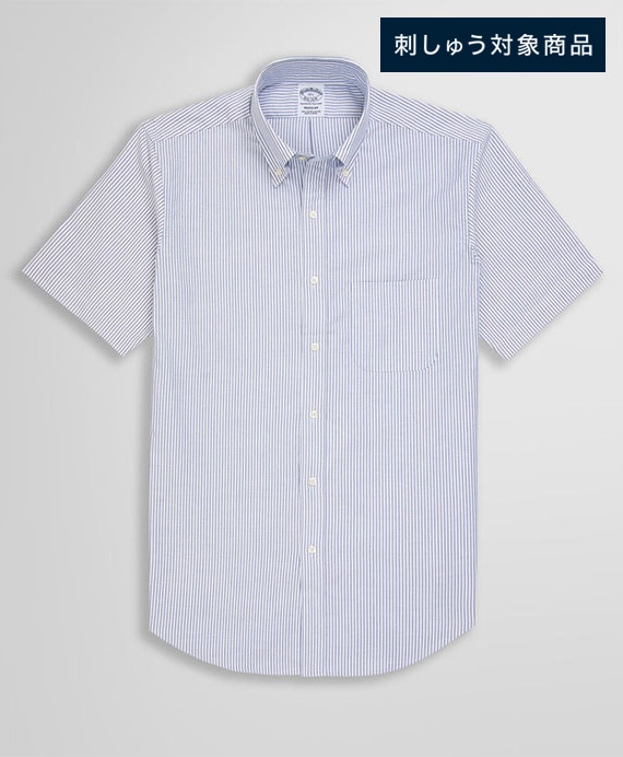 【刺しゅう対象メンズドレスシャツ】　スーピマコットン　オックスフォード　ショートスリーブ　ドレスシャツ　Regular Fit