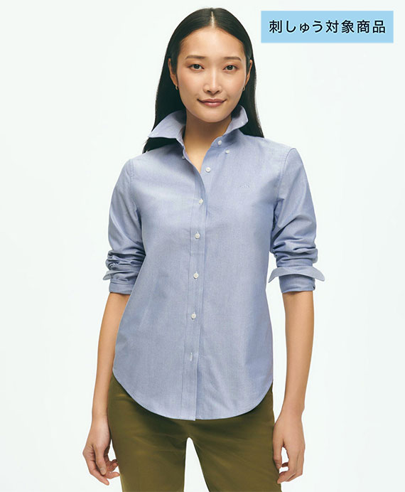 【刺しゅう対象GFロゴ入りウィメンズシャツ】　コットン　オックスフォード　GFロゴ　ボタンダウンシャツ　Classic Fit