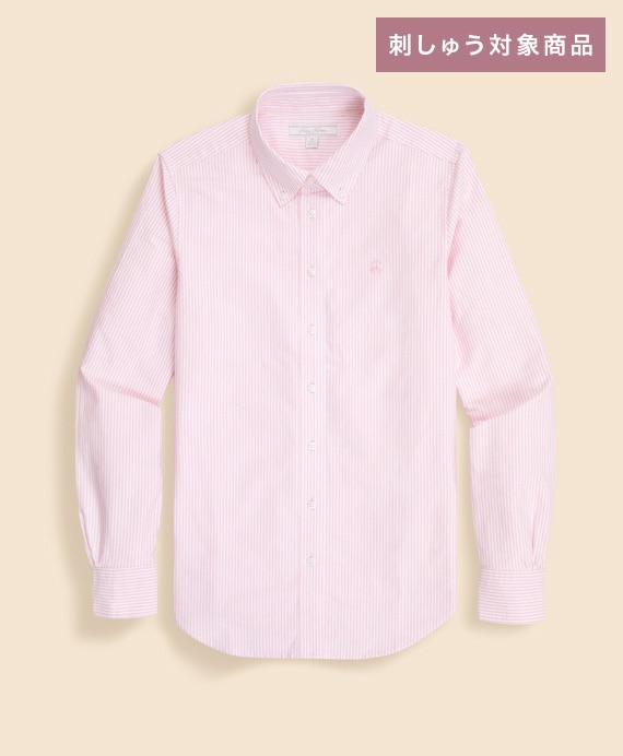 【刺しゅう対象GFロゴ入りウィメンズシャツ】オックスフォード　キャンディストライプ　GFロゴ　ボタンダウンシャツ　Classic Fit