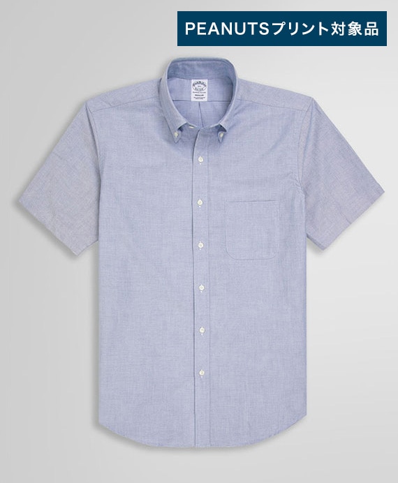 【プリント対象メンズドレスシャツ】　スーピマコットン　オックスフォード　ショートスリーブ　ドレスシャツ　Regular Fit