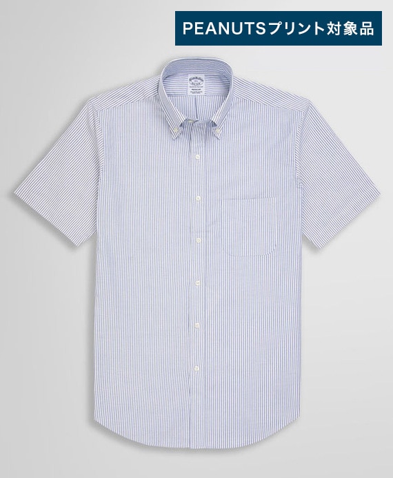 【プリント対象メンズドレスシャツ】　スーピマコットン　オックスフォード　ショートスリーブ　ドレスシャツ　Regular Fit