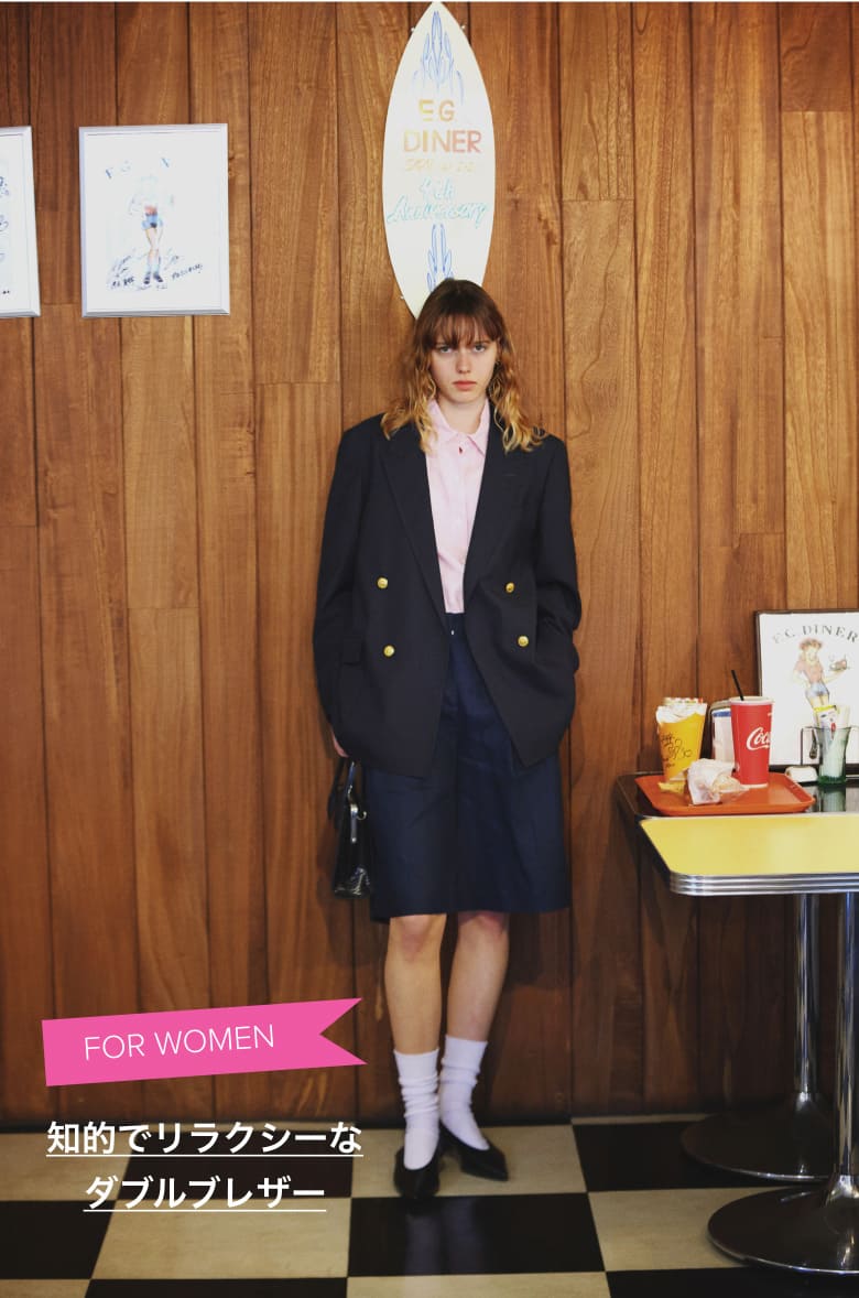 FOR WOMEN 知的でリラクシーなダブルブレザー