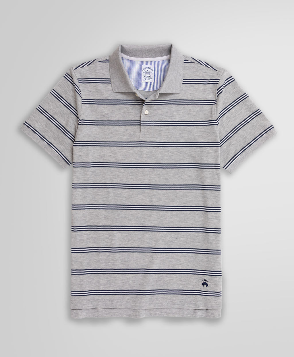 スーピマコットン　ストレッチピケ　BB#1ストライプ　ポロシャツ　Slim Fit