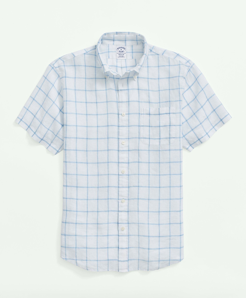 リネン　ウィンドウペイン　ショートスリーブ　スポーツシャツ　Regular Fit