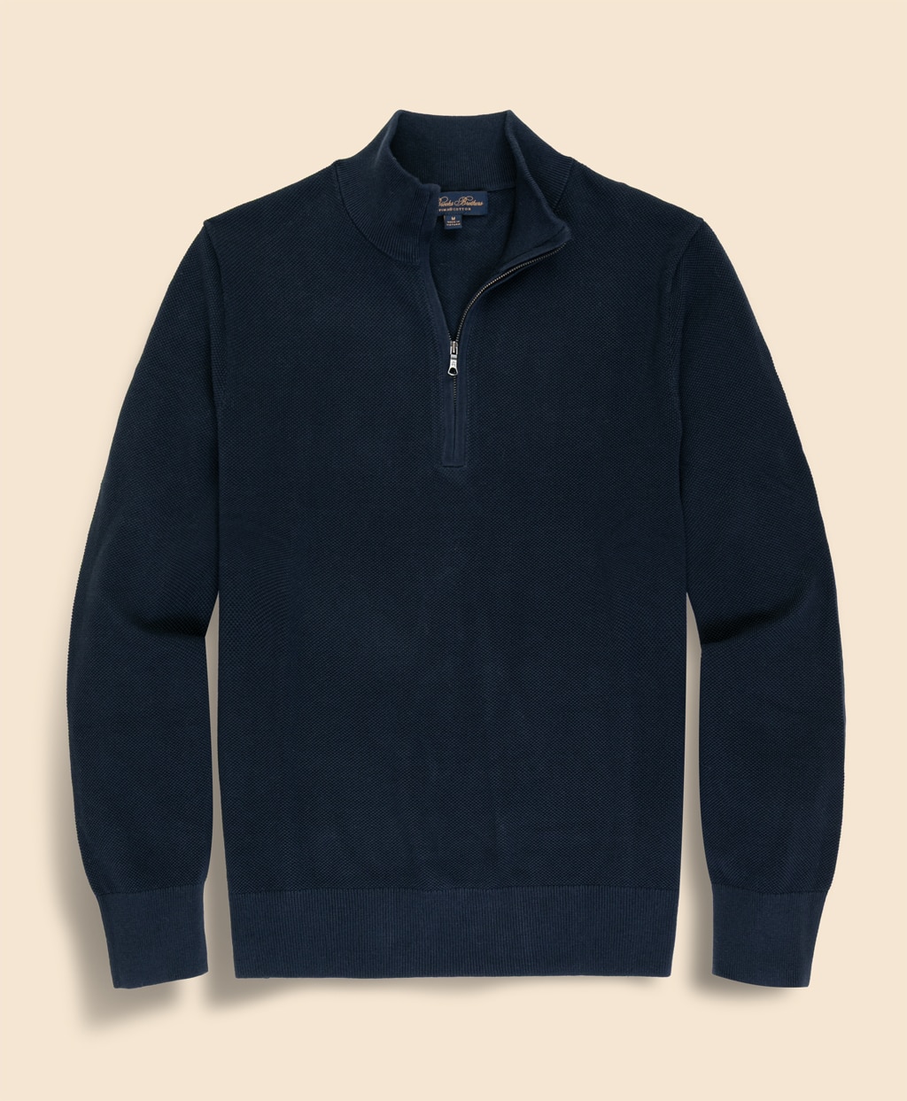 スーピマコットン　ピケ　ハーフジップ　モックネックプルオーバー1