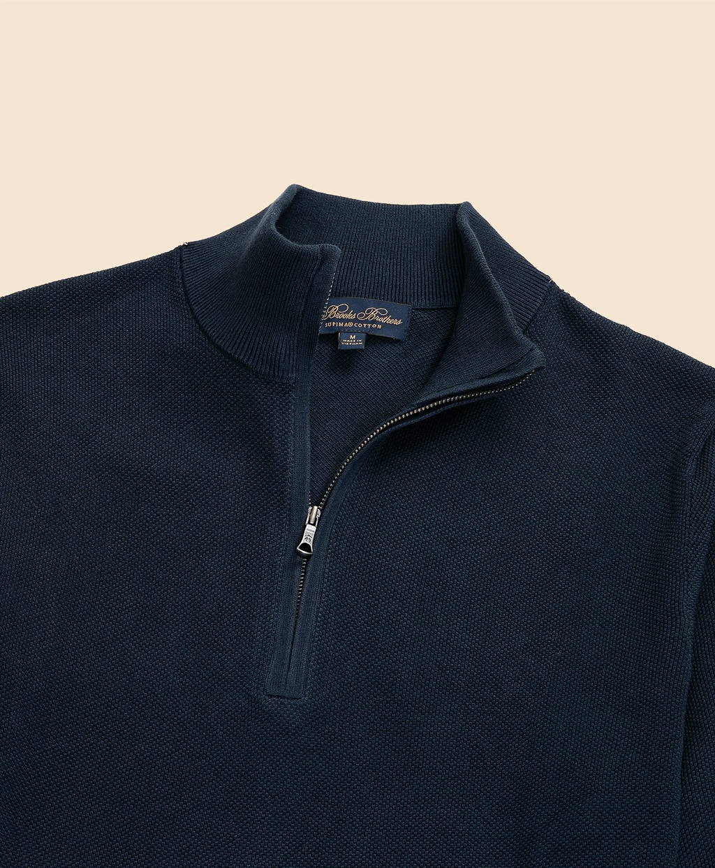 スーピマコットン　ピケ　ハーフジップ　モックネックプルオーバー2