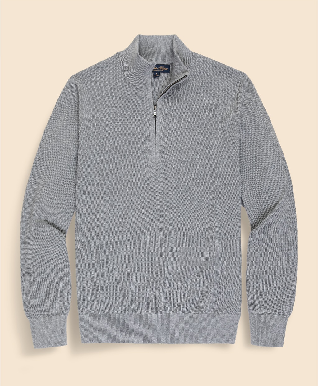 スーピマコットン　ピケ　ハーフジップ　モックネックプルオーバー1