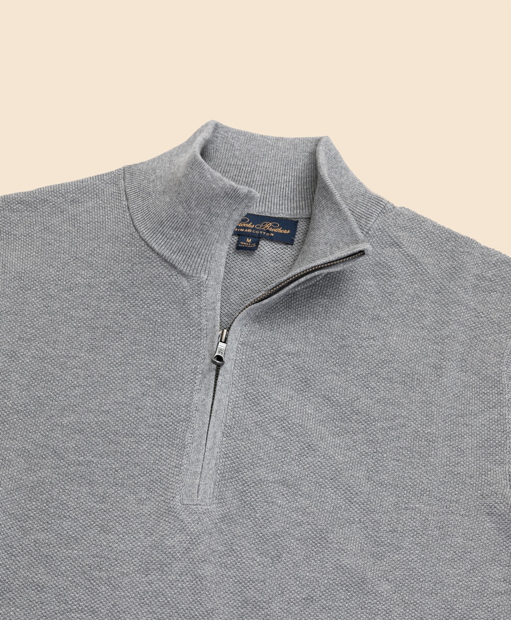 スーピマコットン　ピケ　ハーフジップ　モックネックプルオーバー2