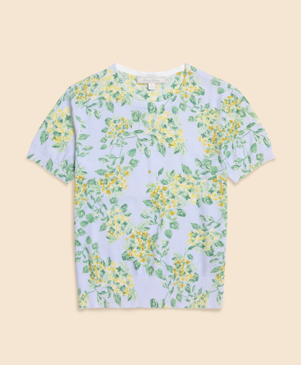 コットン　フローラルプリント　クルーネック　ショートスリーブセーター1