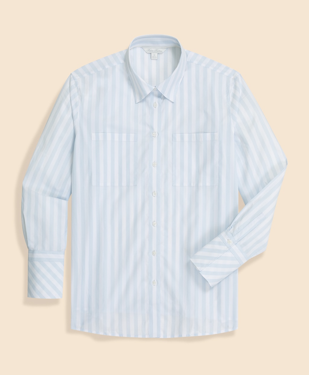 コットンポプリン　リラックスフィット　ダブルポケット　ストライプシャツ1