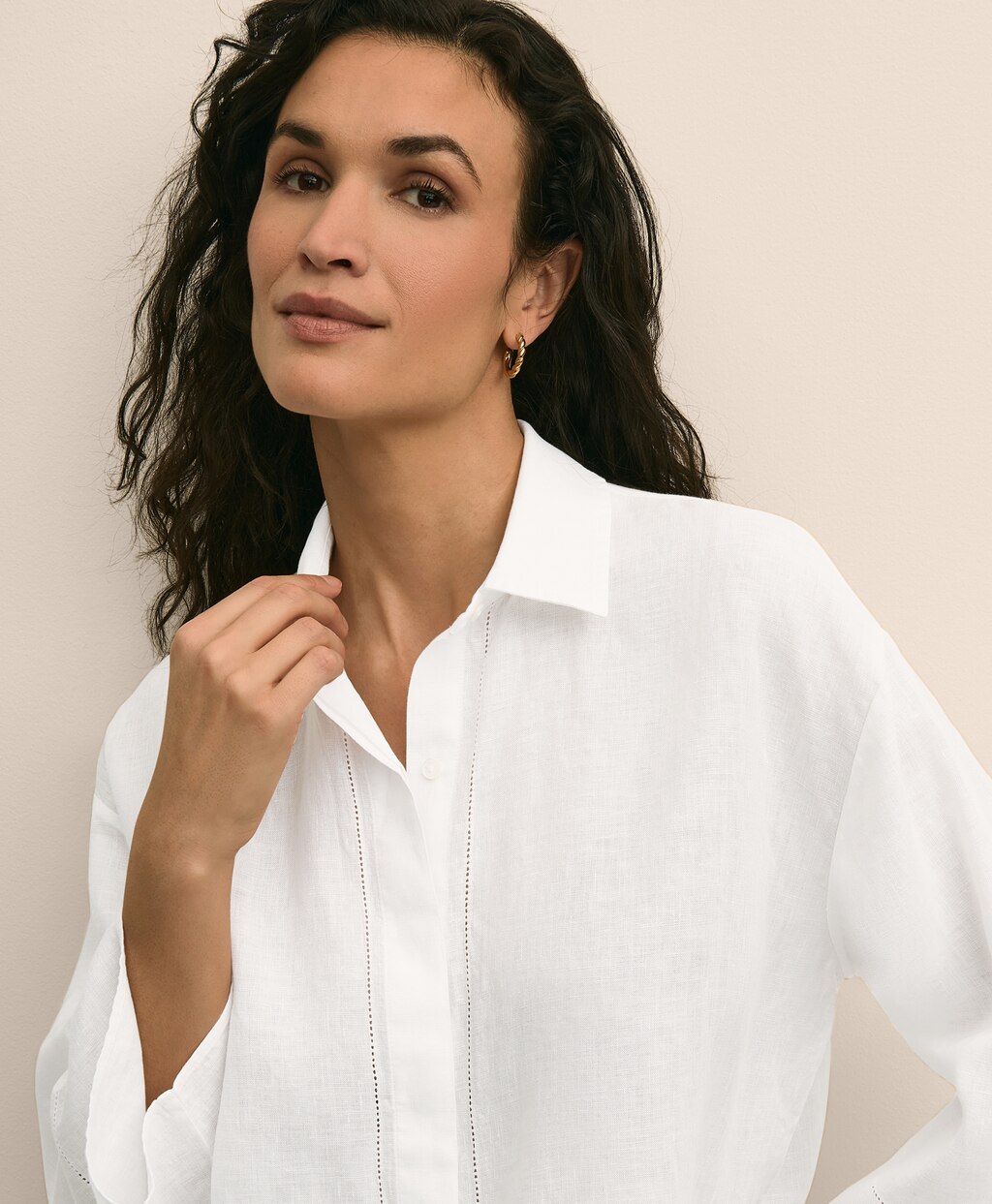 アイリッシュリネン　リラックスフィット　ワイドスリーブ　クロップドシャツ3