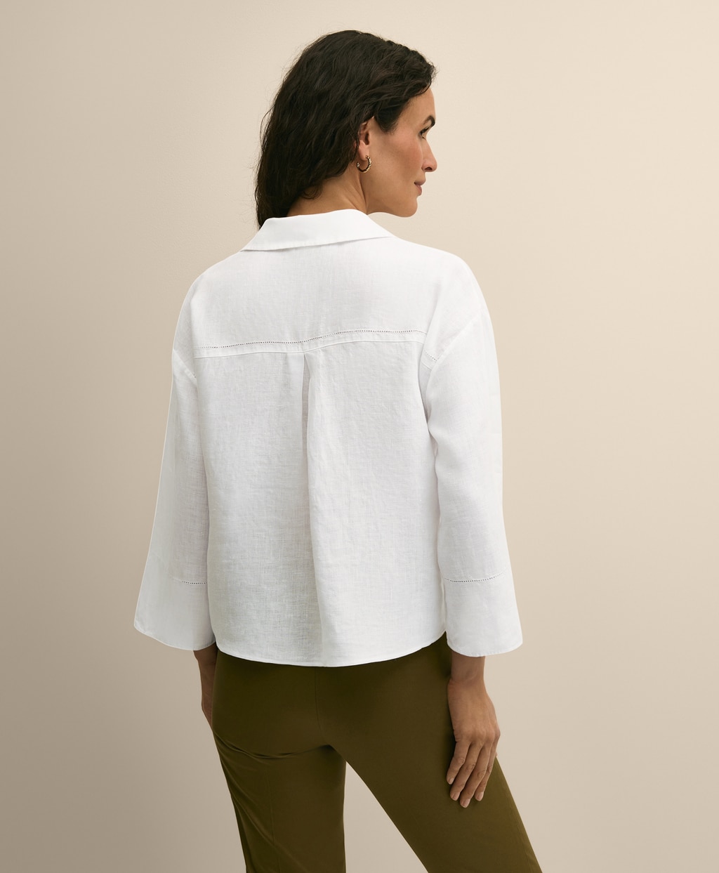 アイリッシュリネン　リラックスフィット　ワイドスリーブ　クロップドシャツ4