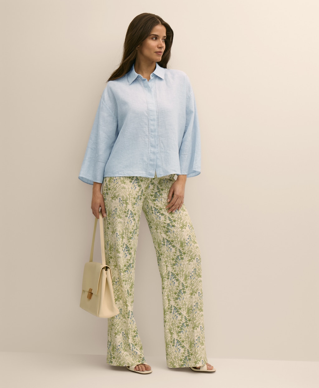 アイリッシュリネン　リラックスフィット　ワイドスリーブ　クロップドシャツ2