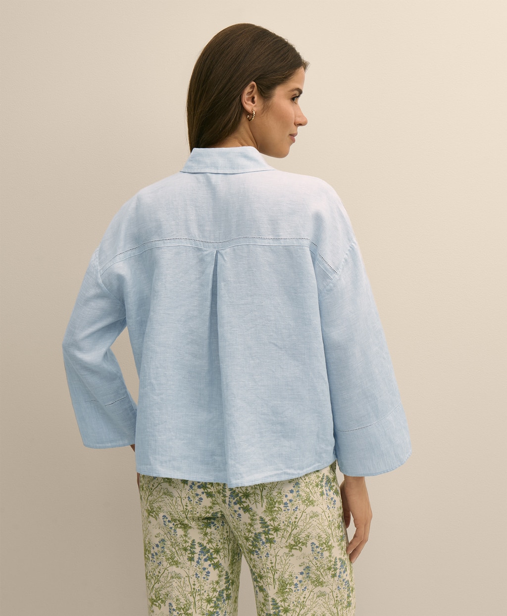 アイリッシュリネン　リラックスフィット　ワイドスリーブ　クロップドシャツ4