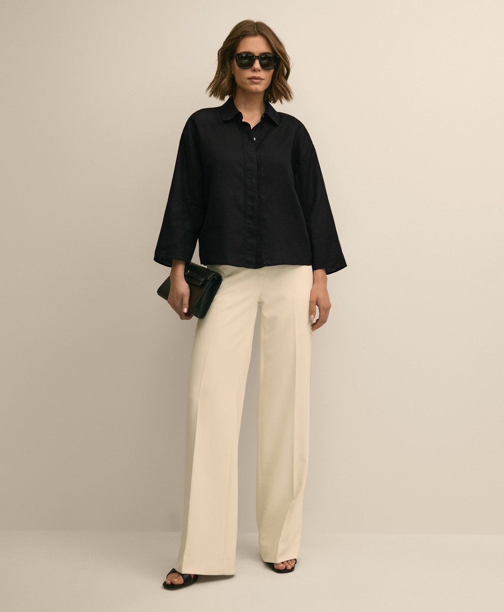 アイリッシュリネン　リラックスフィット　ワイドスリーブ　クロップドシャツ4