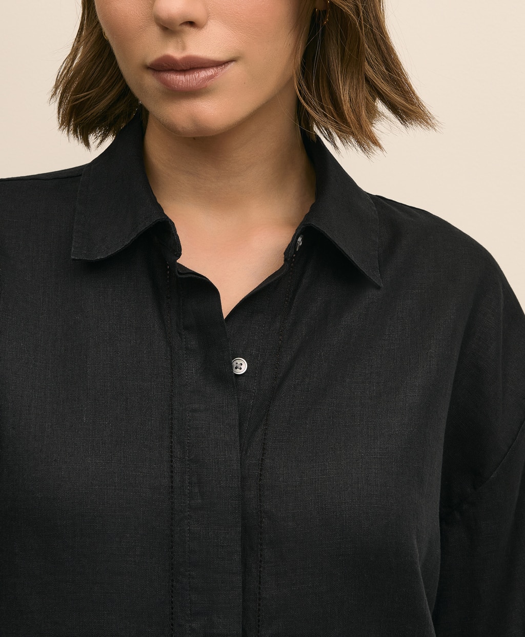 アイリッシュリネン　リラックスフィット　ワイドスリーブ　クロップドシャツ5