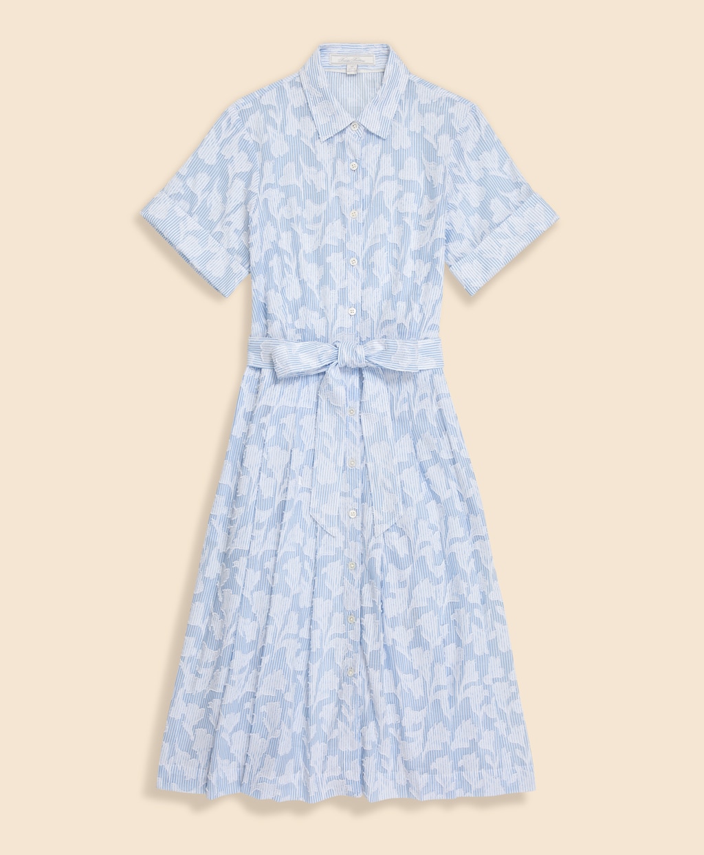 コットン　ジャカード　ショートスリーブシャツドレス1