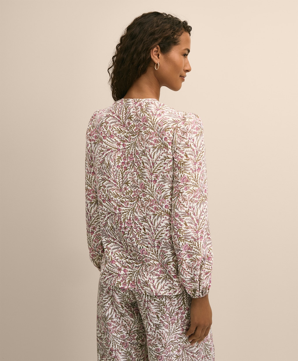 シルク　ボタニカルプリント　バルーンスリーブ　ブラウス4