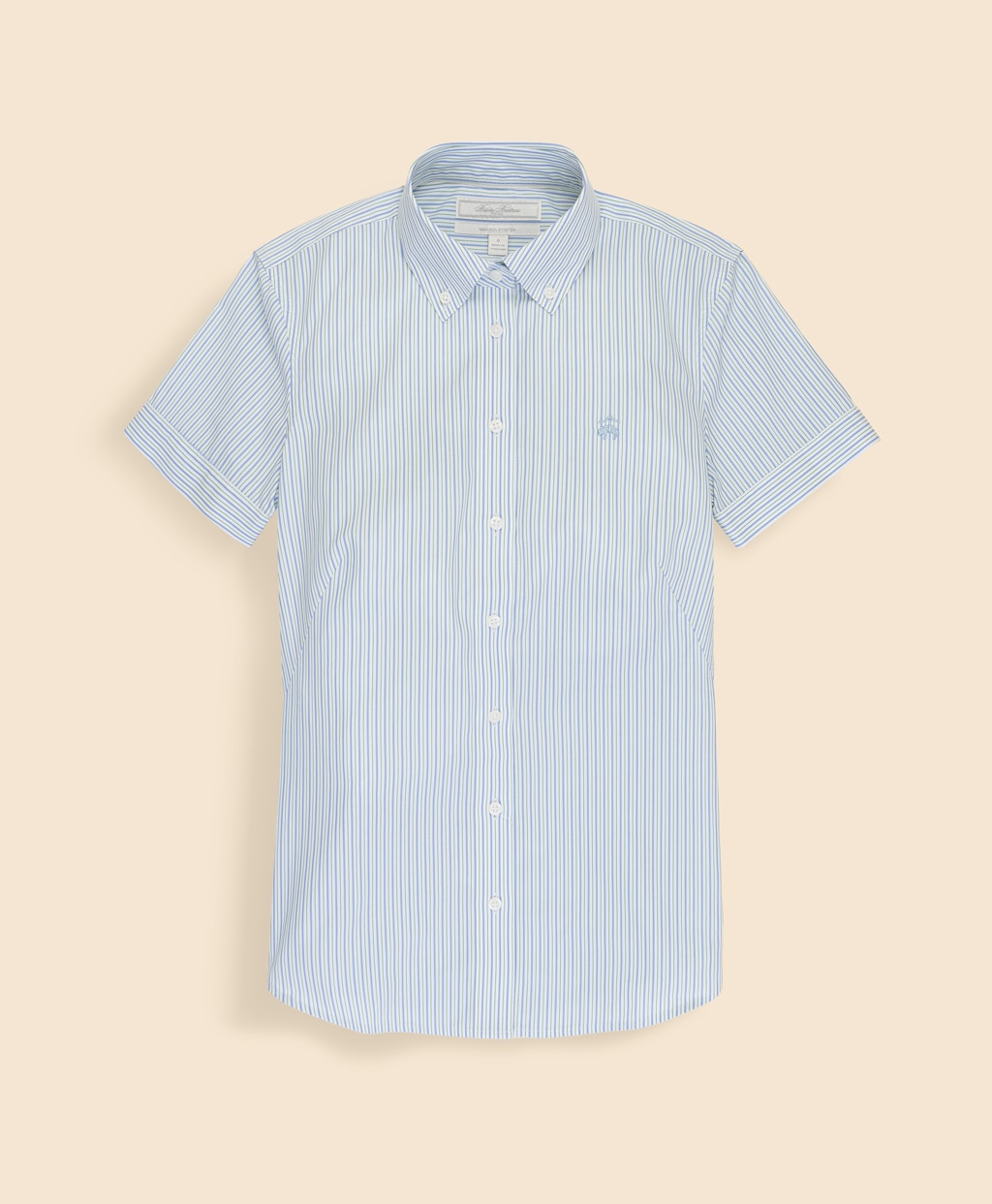 ノンアイロン　ストレッチコットン　GFロゴ　ショートスリーブ　ストライプシャツ　Fitted Fit1
