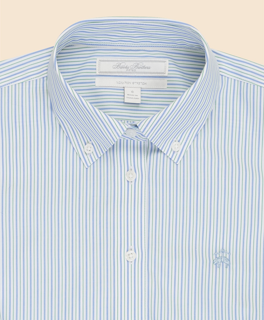 ノンアイロン　ストレッチコットン　GFロゴ　ショートスリーブ　ストライプシャツ　Fitted Fit2