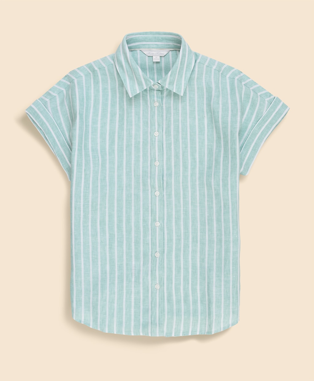 リネン　ストライプ　リラックスフィット　フレンチスリーブ　シャツ1