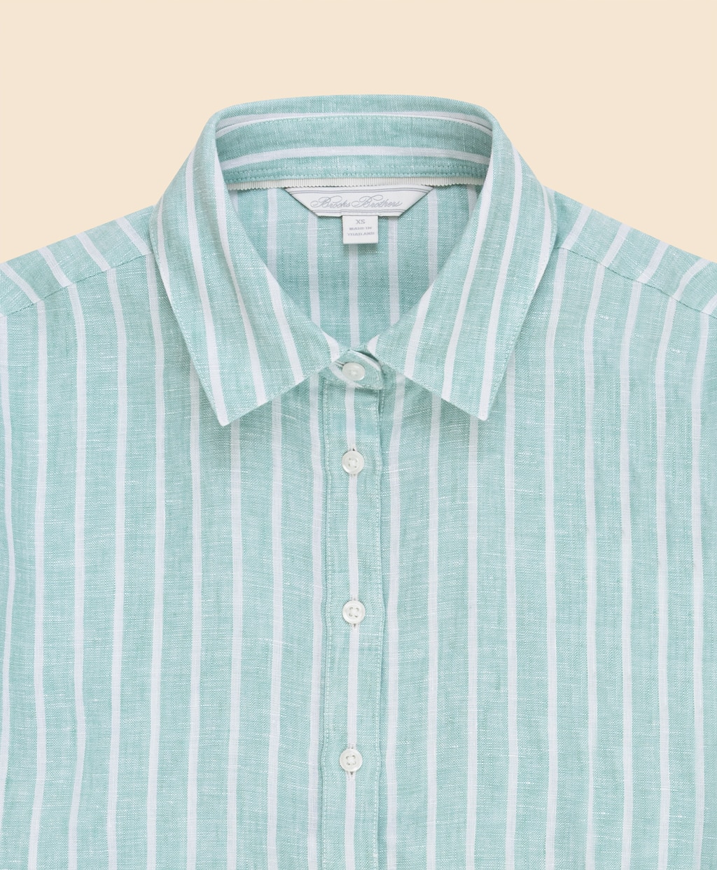 リネン　ストライプ　リラックスフィット　フレンチスリーブ　シャツ2