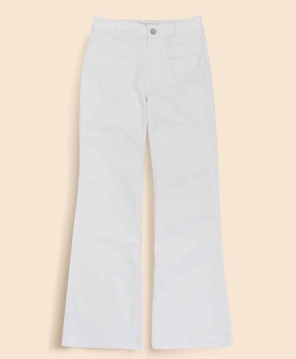 コットンブレンド　フロントパッチポケット　フレアレッグ　デニムパンツ1