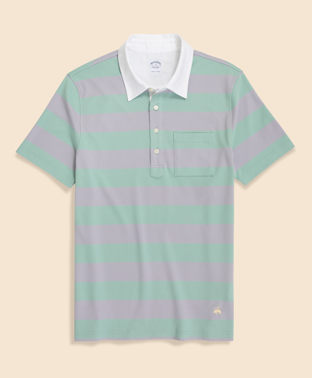 スーピマコットンストレッチ　GFロゴ　ストライプ　オックスフォードカラー　ポロシャツ1