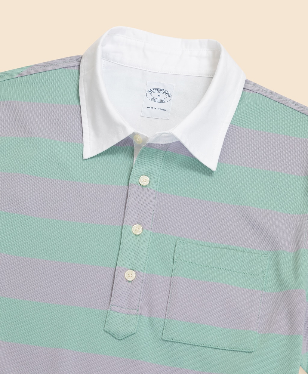 スーピマコットンストレッチ　GFロゴ　ストライプ　オックスフォードカラー　ポロシャツ2