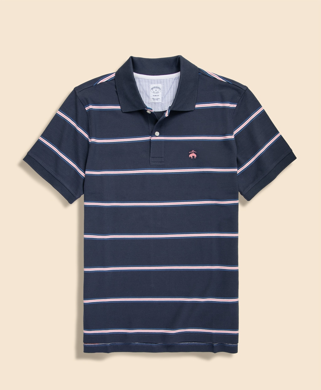 コットン　ストレッチピケ　GFロゴ　マルチストライプ　ポロシャツ　Slim Fit1