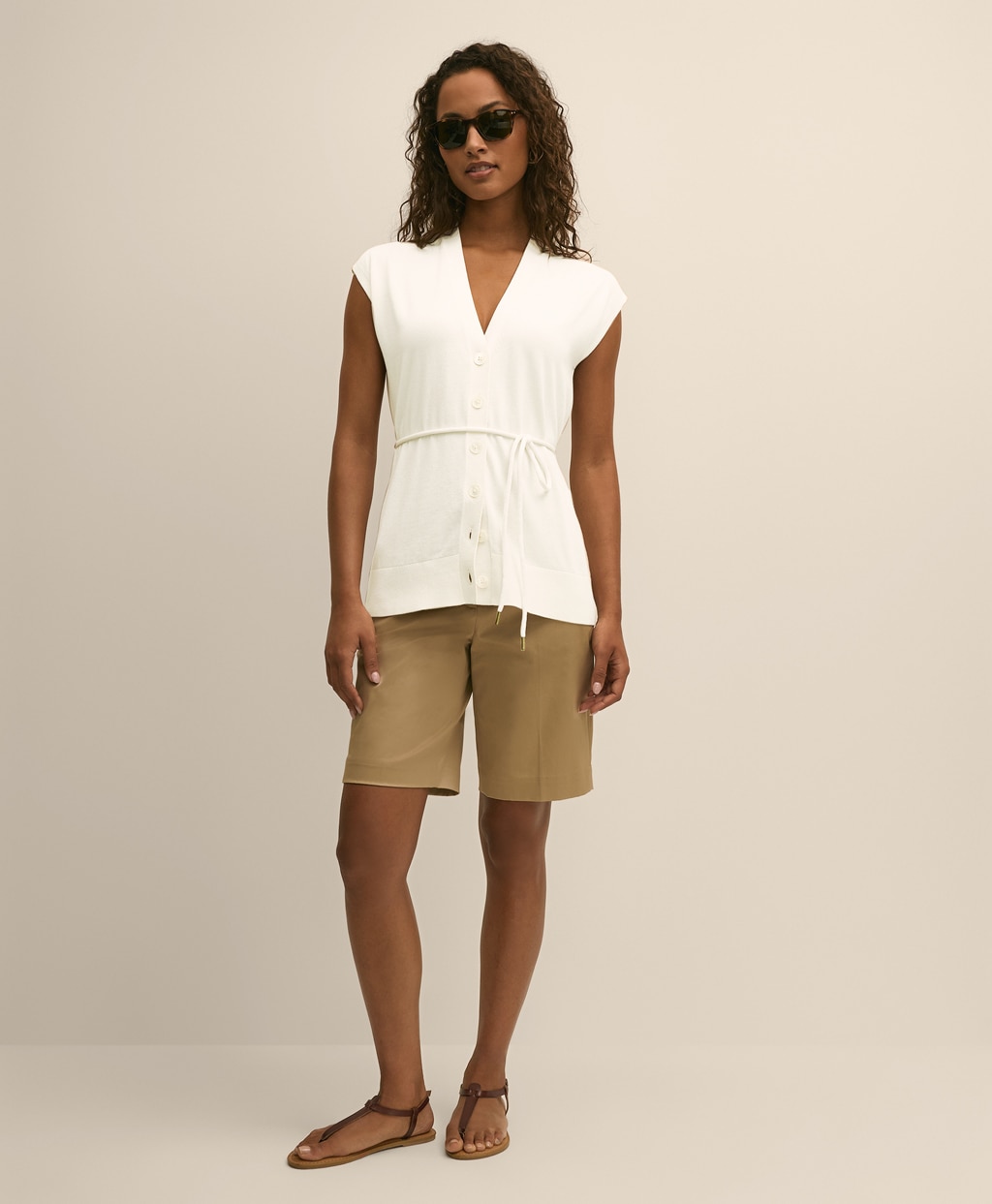 スーピマコットン　リラックスフィット　ベルテッド　ボタンフロントベスト2