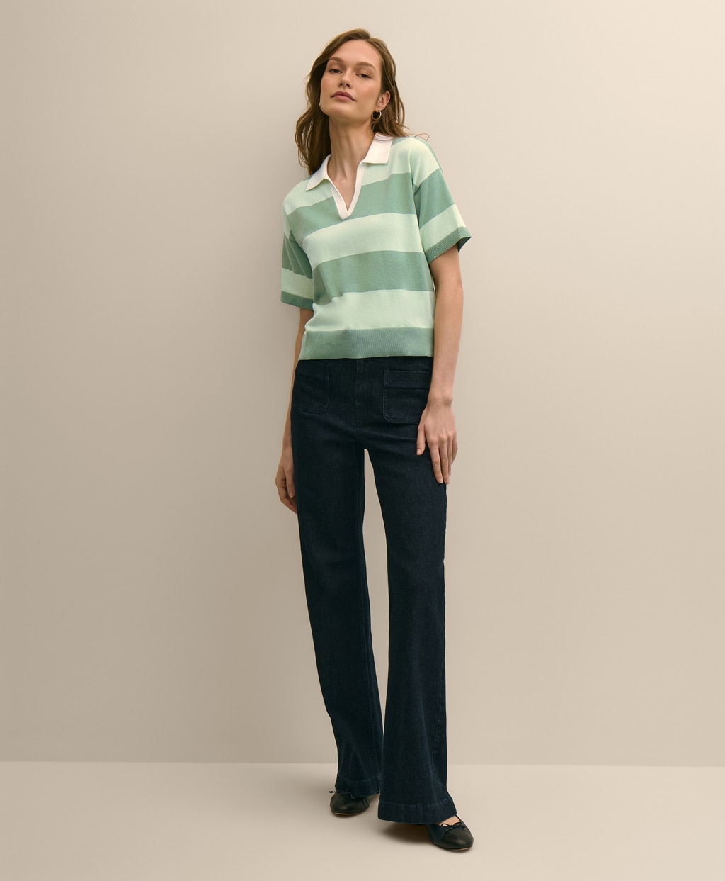 スーピマコットン　ラグビーストライプ　ショートスリーブ　ポロセーター2