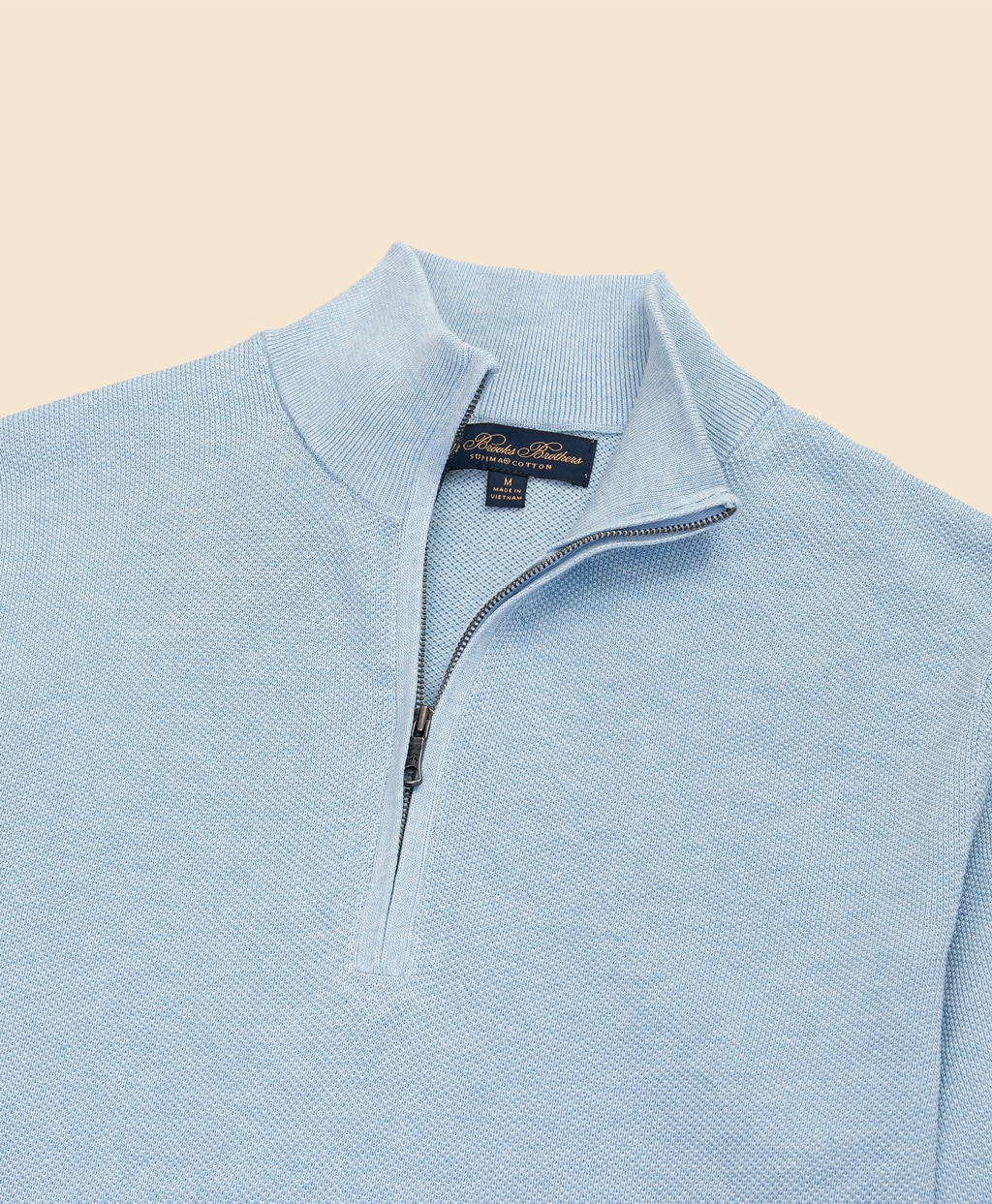 スーピマコットン　ピケ　ハーフジップ　モックネックプルオーバー2